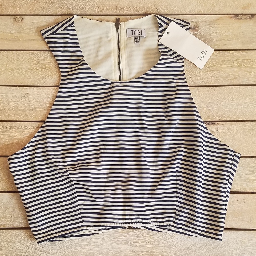 NWT L Striped Crop Top